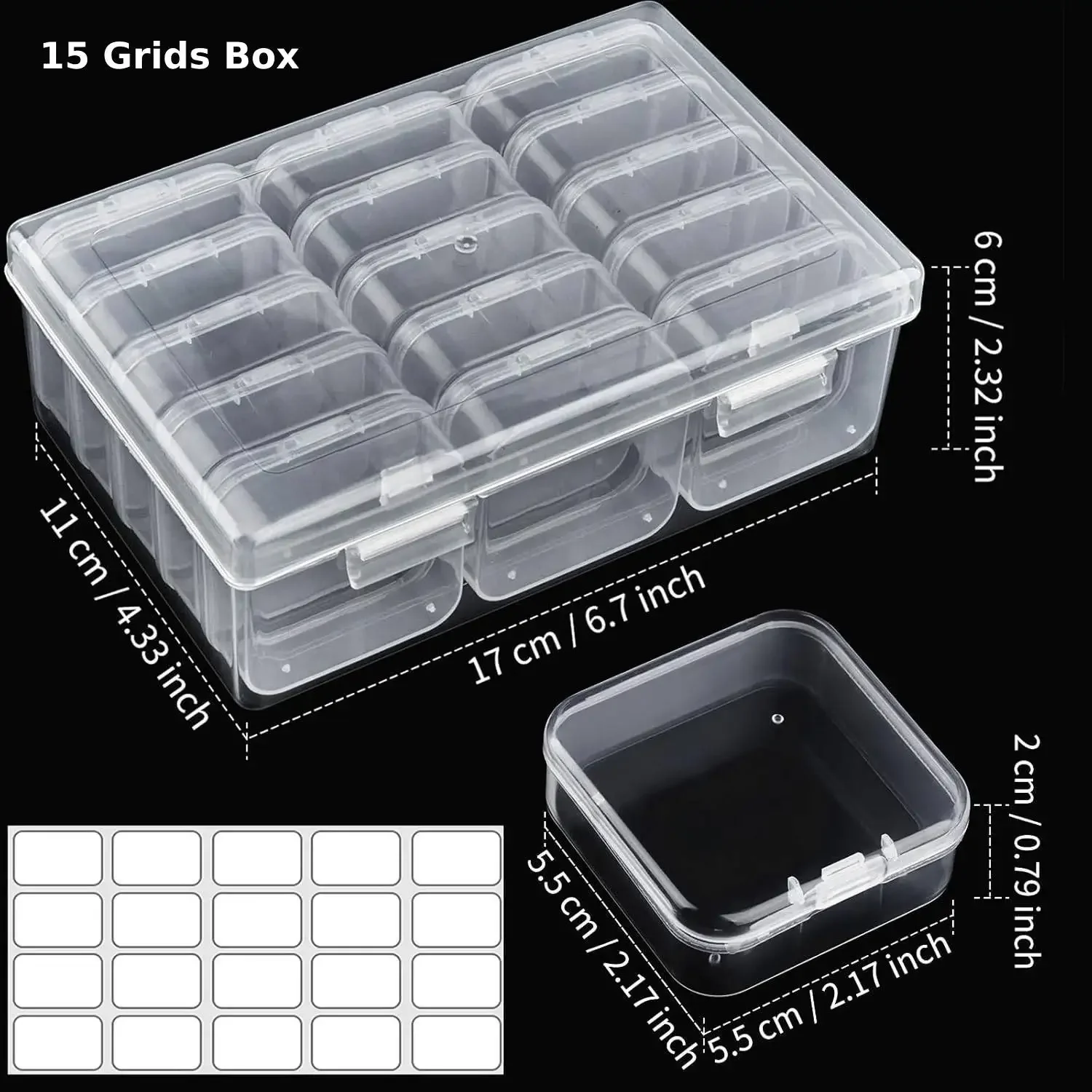 Organizer na koraliki i małe elementy rękodzielnicze – zestaw pudełek z przegródkami 15 grids box set