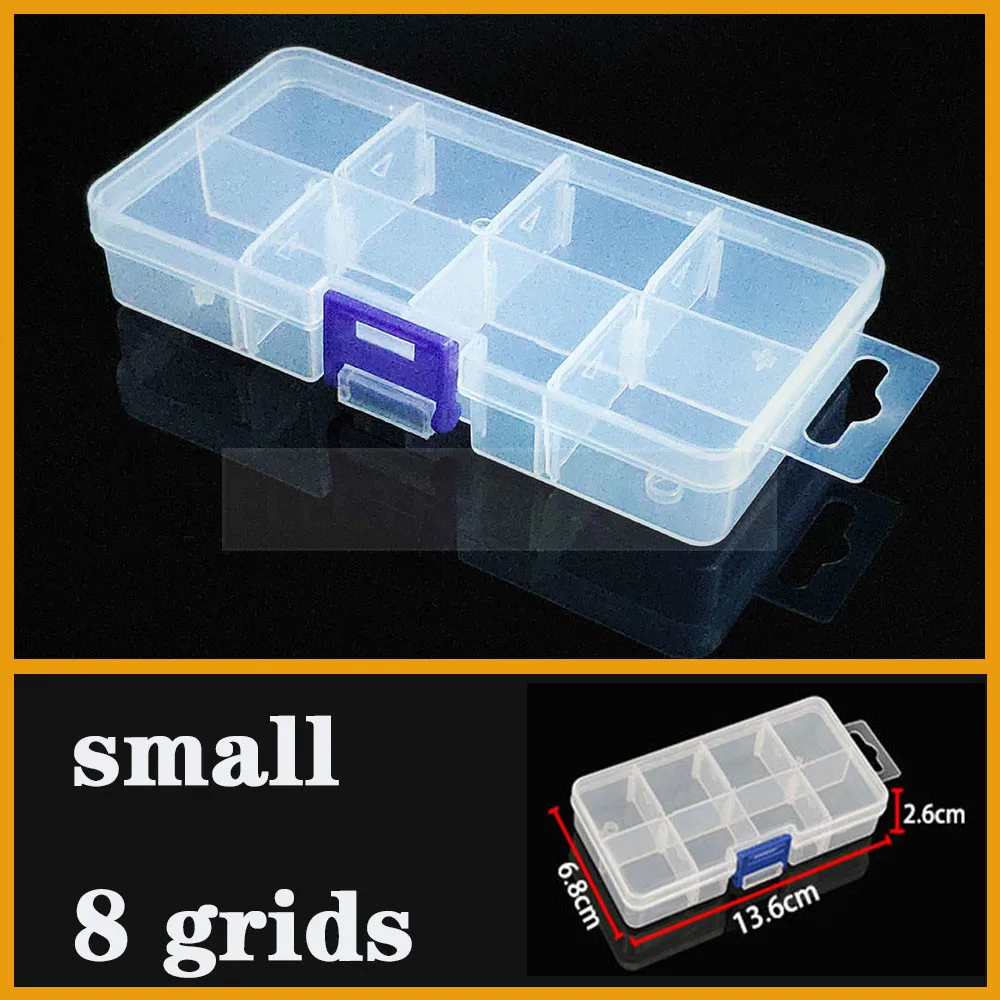 Organizer z przegródkami - przezroczyste pudełko na drobiazgi Grid 13.6x6.8x2.8