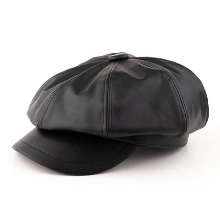 Ośmiokątny kaszkiet newsboy oversize – beret z daszkiem dla dużej głowy Skóra pu