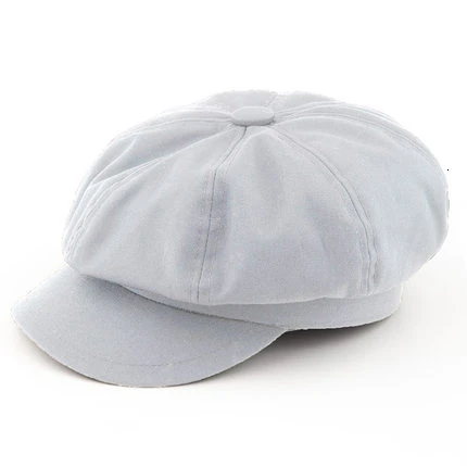 Ośmiokątny kaszkiet newsboy oversize – beret z daszkiem dla dużej głowy Szary płótno