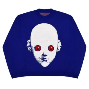 Oversize sweter z dzianiny w stylu y2k z grafiką Niebieski
