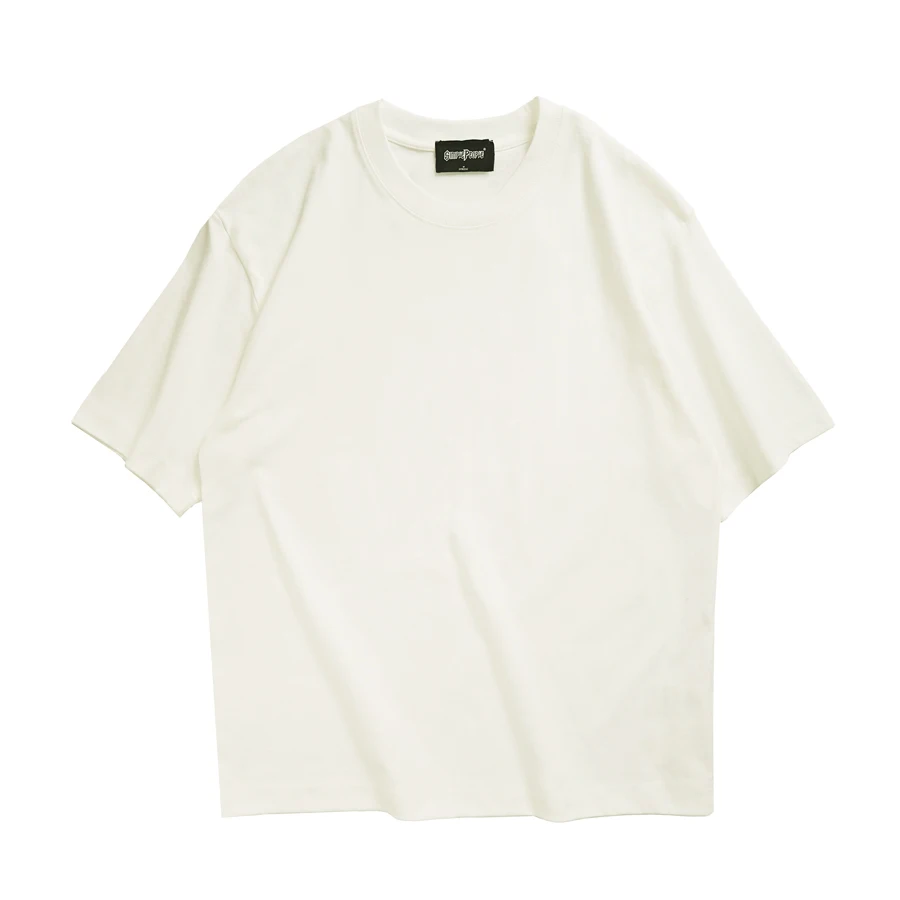 Oversizowy bawełniany t-shirt unisex w stylu streetwear Beżowy