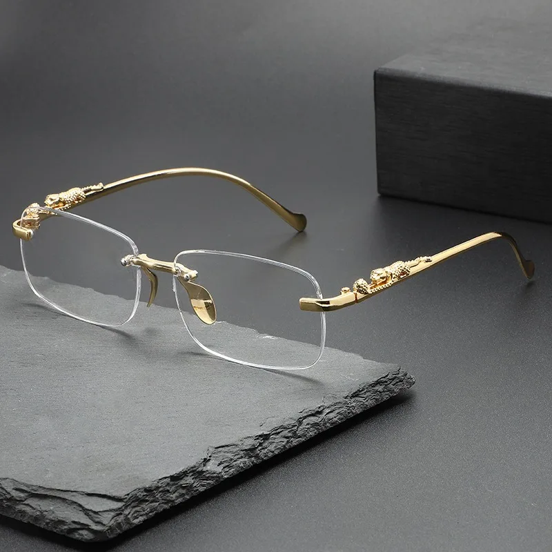 Owalne okulary przeciwsłoneczne bez oprawek unisex Złoty