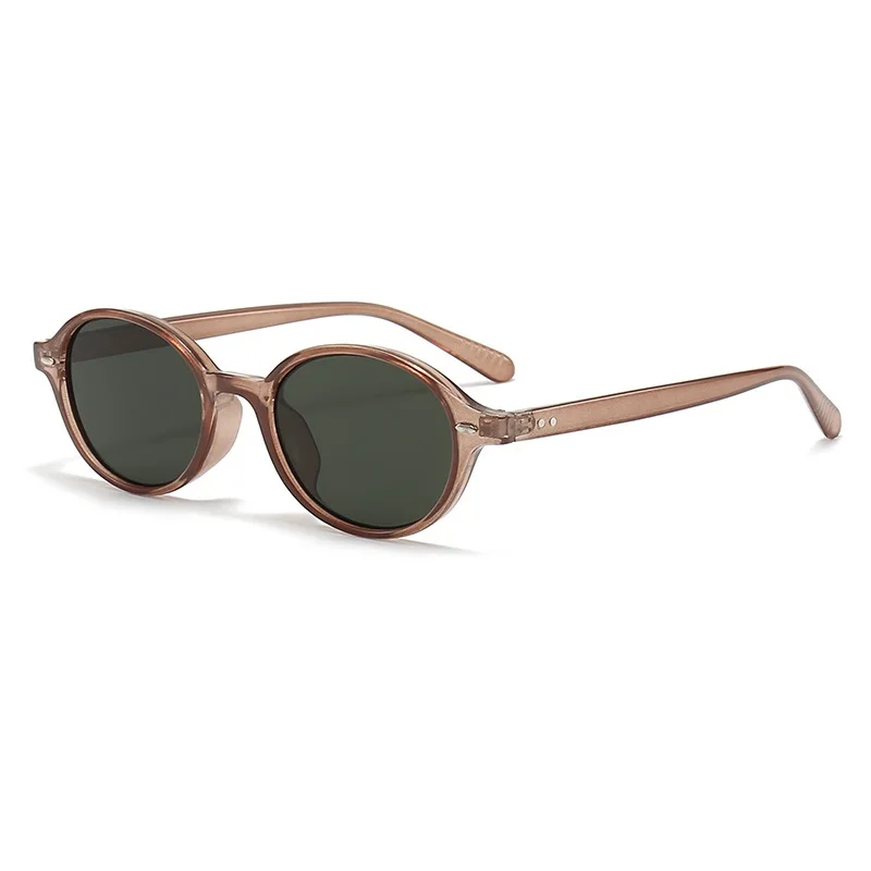 Owalne okulary przeciwsłoneczne retro z nitami UV400 Tea