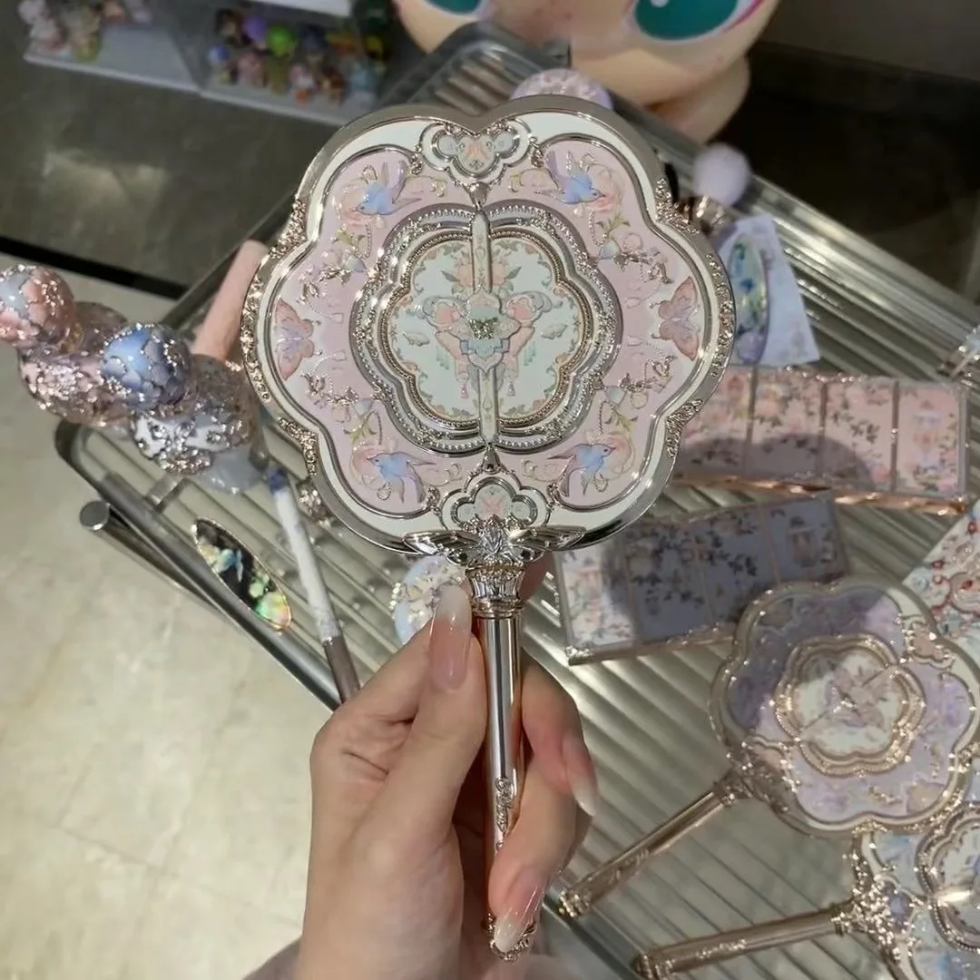 Ozdobne lusterko ręczne Flower Knows w stylu vintage żółty