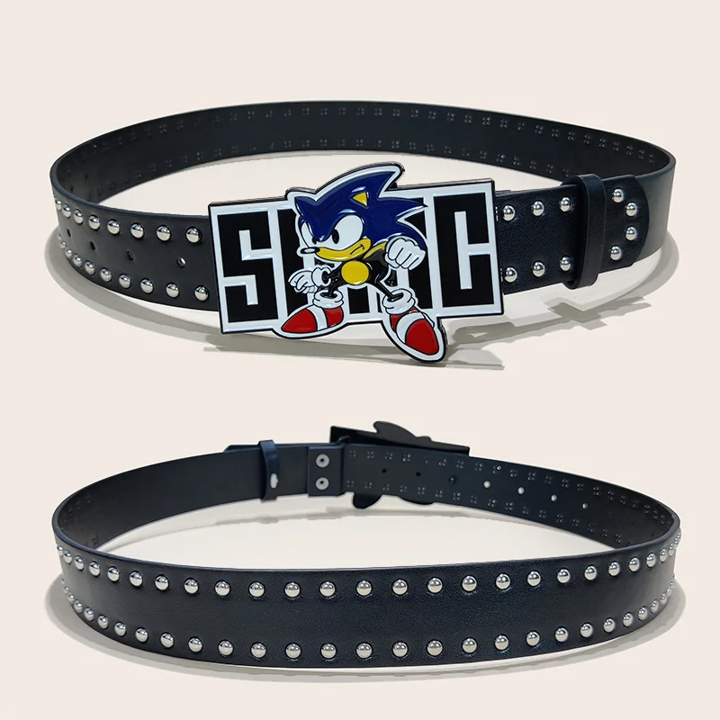 Ozdobny pasek z ćwiekami street style Y2K unisex Nity srebrne bluecat