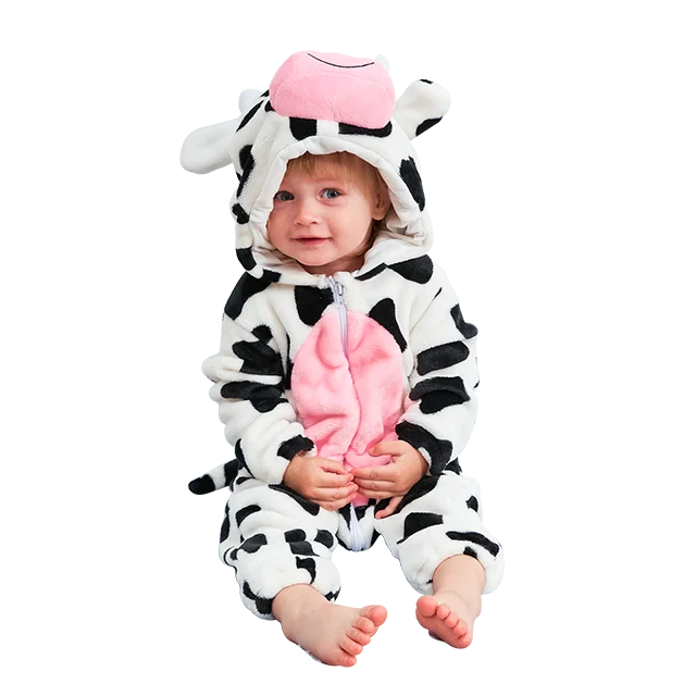 Pajacyk niemowlęcy z polaru ze zwierzątkiem - kombinezon A cow