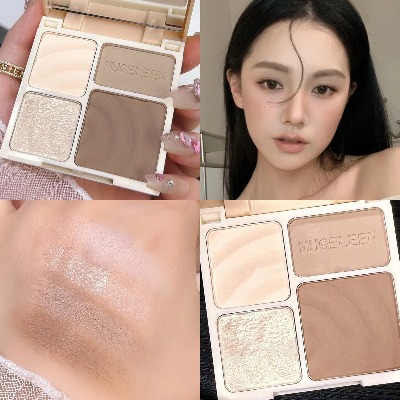 Paleta 4 kolory rozświetlacz bronzer kontur 3D Khaki