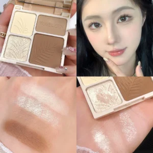 Paleta 4 kolory rozświetlacz bronzer kontur 3D Błękitny