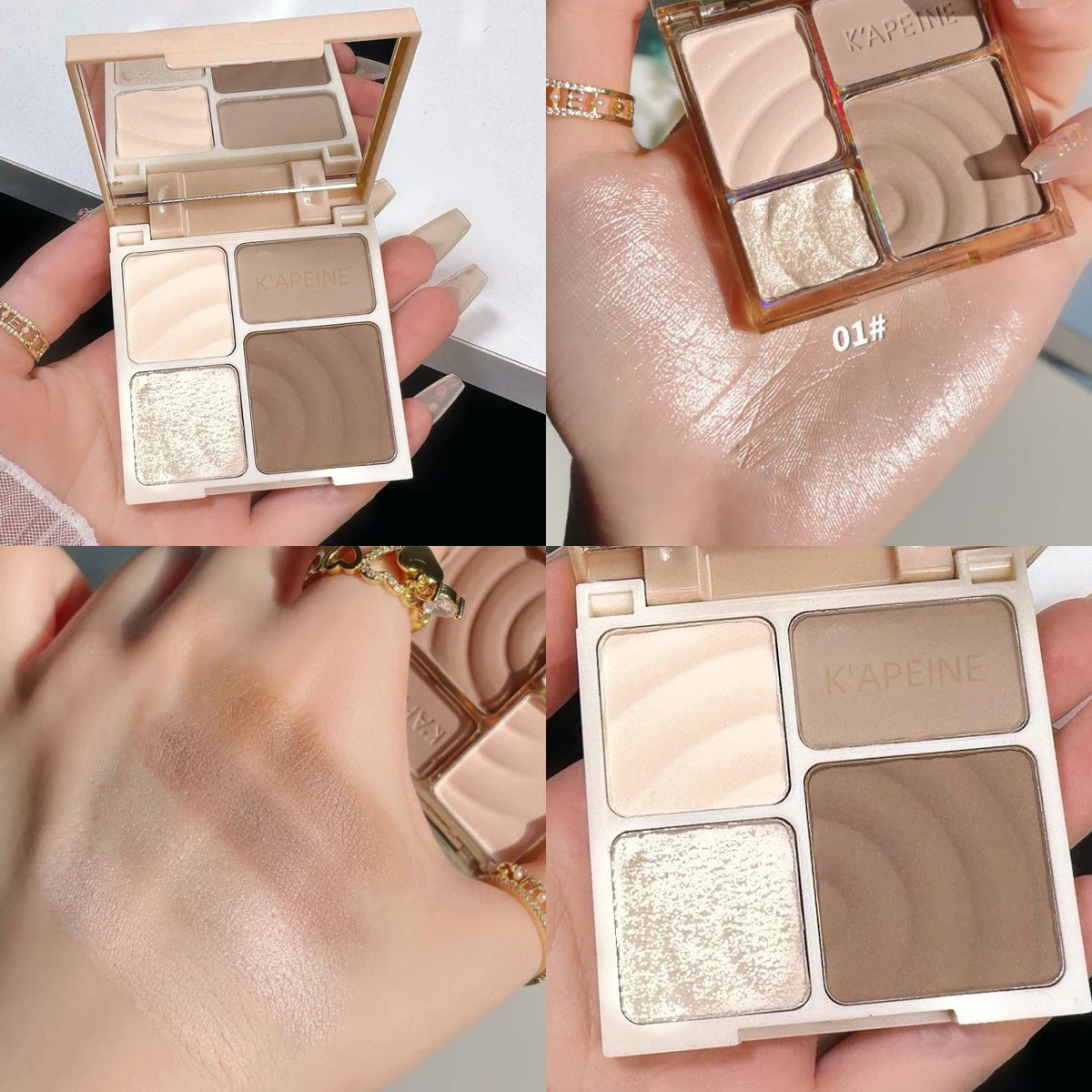 Paleta 4 kolory rozświetlacz bronzer kontur 3D Jasnoszary