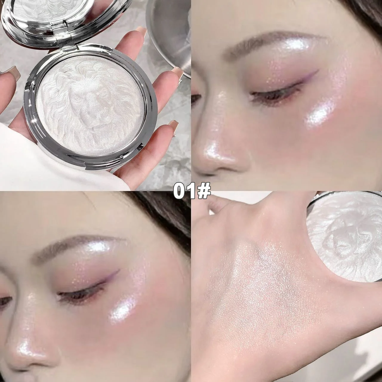 Paleta rozświetlaczy Shimmer Diamond 3 kolory efekt blasku Khaki