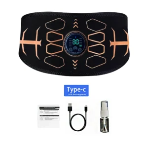 Stymulator mięśni EMS - pas tonujący na brzuch USB Czarny