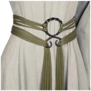 Pasek z węzłem sznurkowym vintage – metalowy pierścień, styl boho Czarny