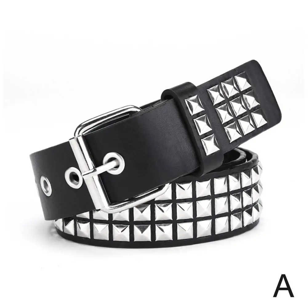 Pasek z ćwiekami i nitami w stylu punk rock Biały