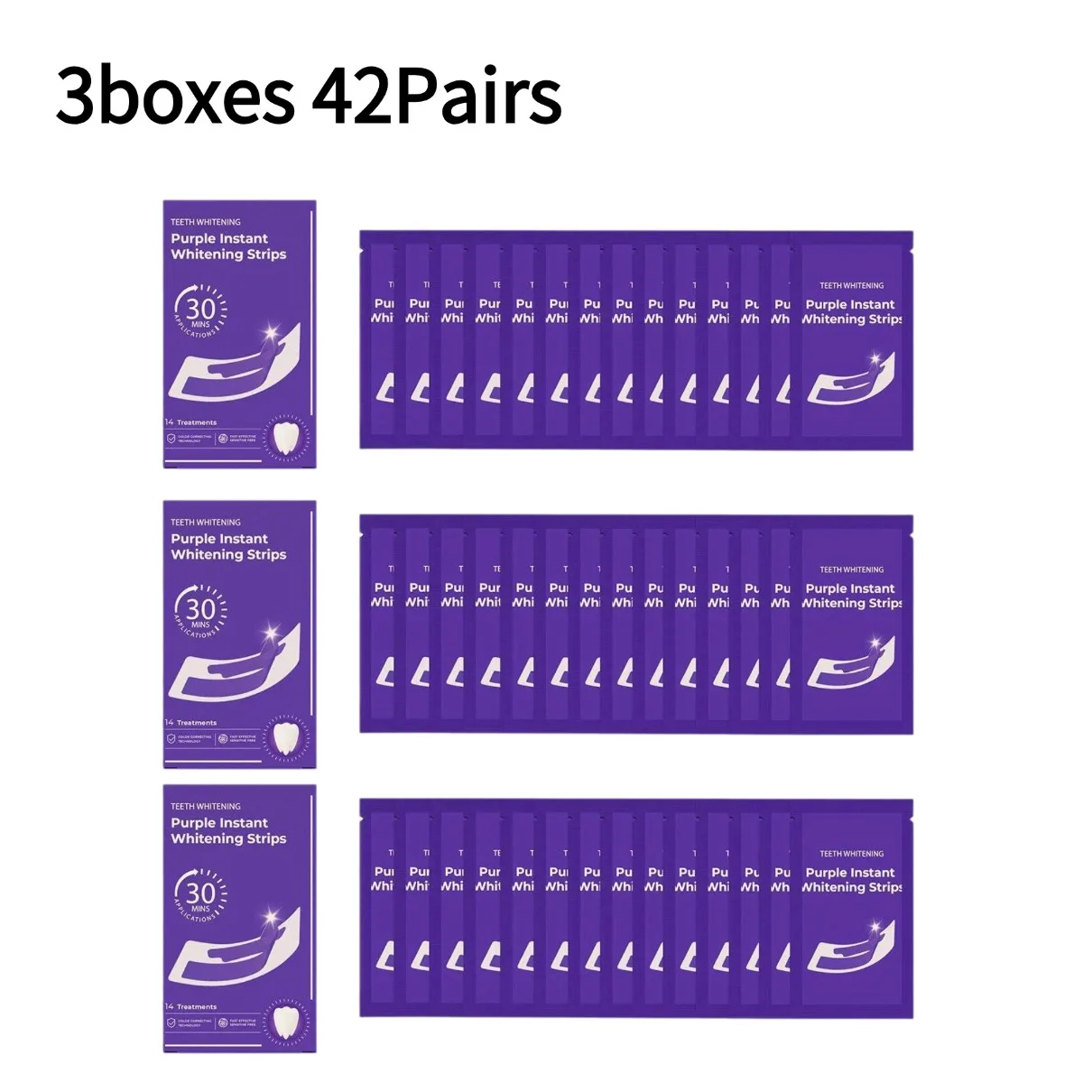 Paski wybielające V34 Purple – 42 pary na przebarwienia Brązowy