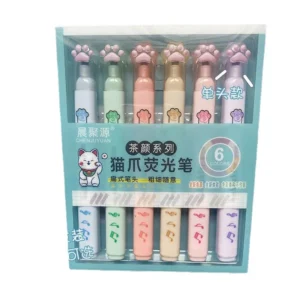 Pastelowe pisaki kocie łapki Kawaii - zestaw 6 sztuk Biały