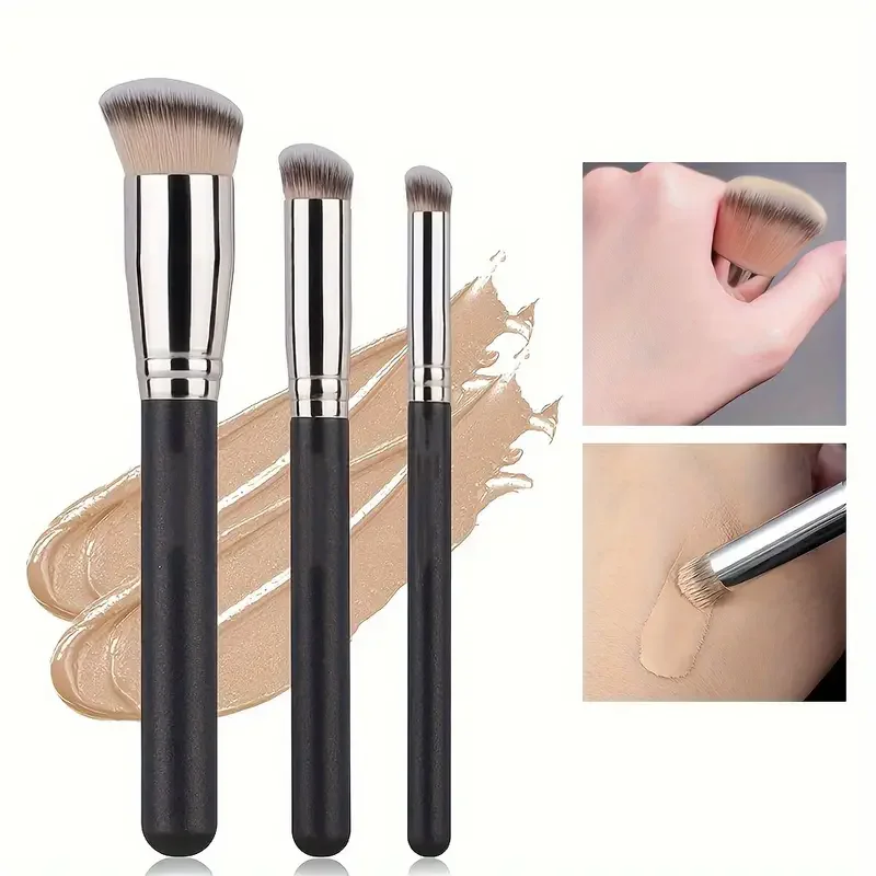 Pędzel do podkładu i korektora - gęsty pędzel do twarzy 3PCS