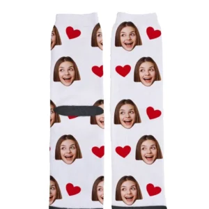 Personalizowane skarpetki ze zdjęciem, śmieszny prezent Biały