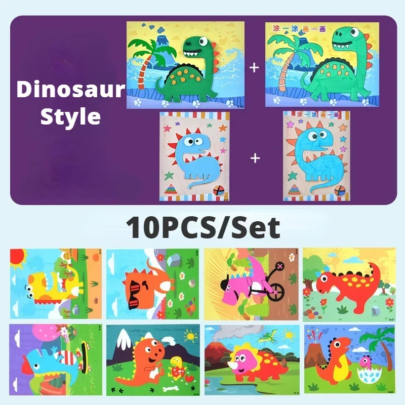 Piankowe puzzle 3D z naklejkami EVA - zwierzątka dla dzieci Wielokolorowy