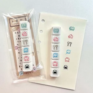 Dekoracyjne pieczątki Kawaii do scrapbookingu WAKAWAKA Biały
