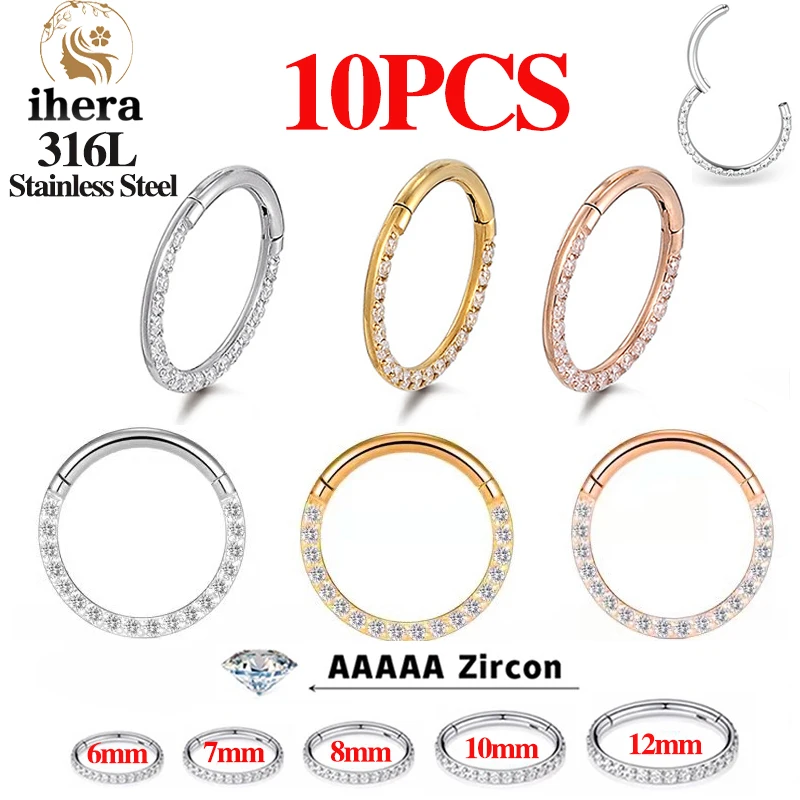 Piercing do nosa i ucha – clicker stal nierdzewna z cyrkonią CZ Czerwony