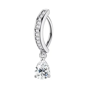 Piercing do pępka różowy motyl — stal z kryształem CZ Kolor czystego złota