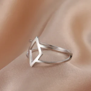 Pierścionek ze stali nierdzewnej Witch Knot — pentagram serce minimalistyczny Pomarańczowy