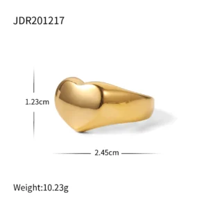 Pierścionek ze stali nierdzewnej ze skorupką – złocony 18K Złoto