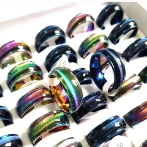 Pierścionki z efektem kociego oka 8 mm ze stali nierdzewnej Mix