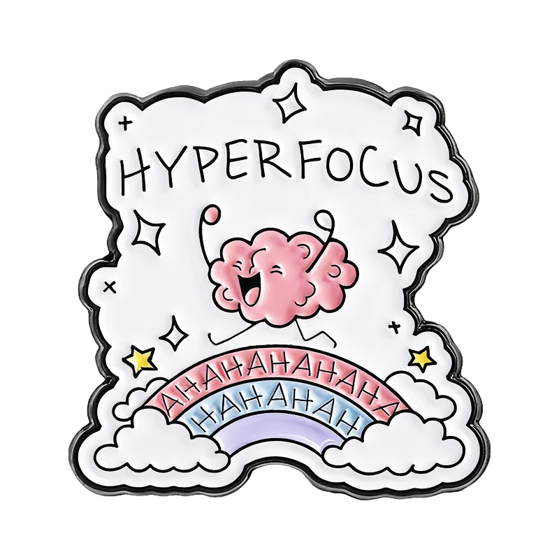 Pinsy emaliowane z cytatami — śmieszne broszki ADHD, Autism Awareness Styl 4