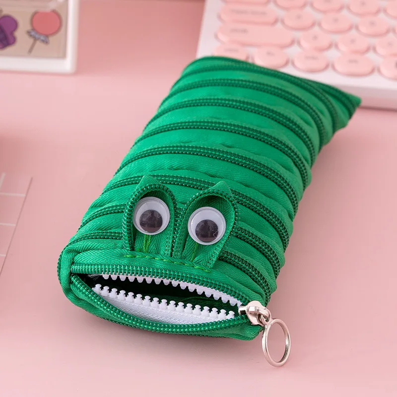 Piórnik gąsienica na zamek - saszetka Kawaii dla dzieci Bordowy