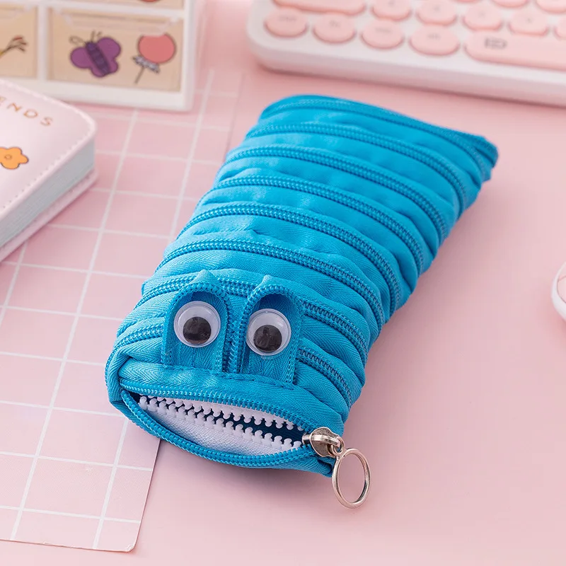 Piórnik gąsienica na zamek - saszetka Kawaii dla dzieci Czerwony