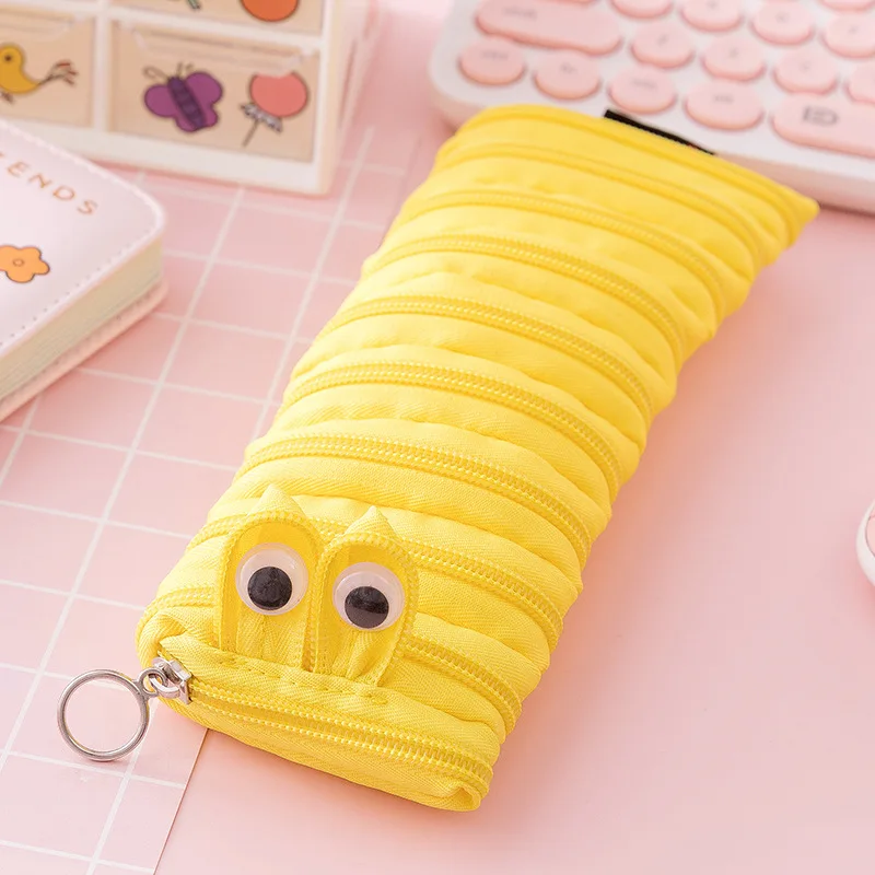 Piórnik gąsienica na zamek - saszetka Kawaii dla dzieci Fioletowy