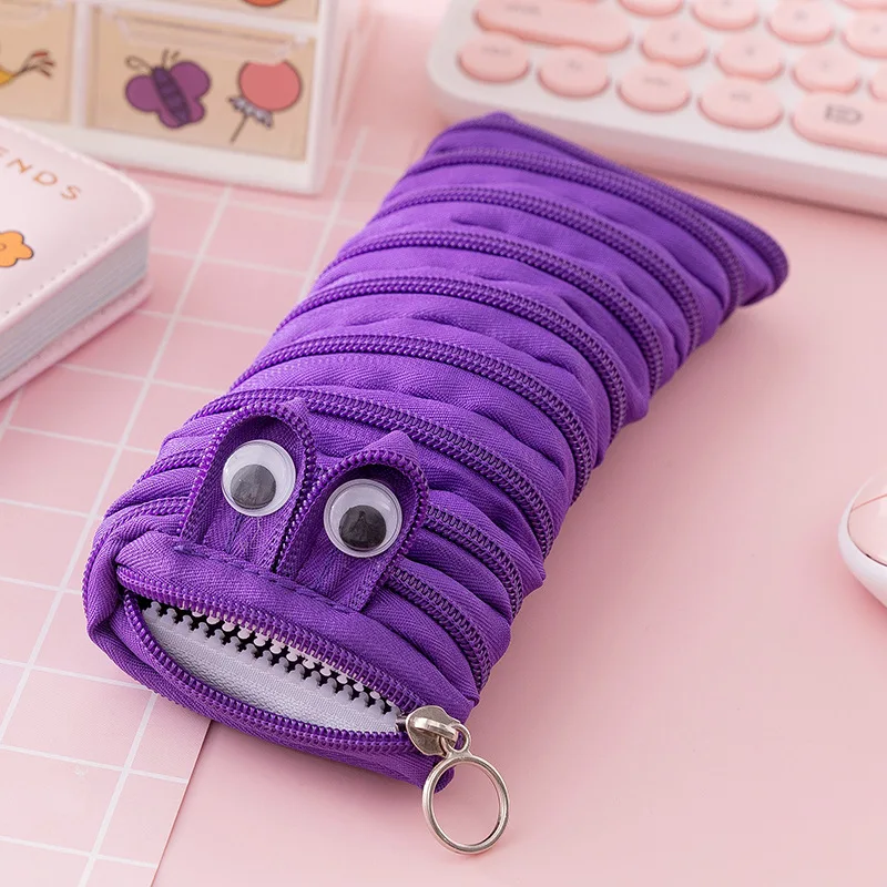 Piórnik gąsienica na zamek - saszetka Kawaii dla dzieci żółty