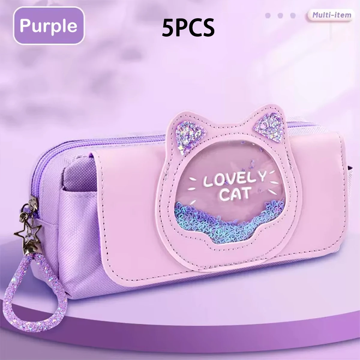 Piórnik Kawaii Quicksand o dużej pojemności - wielofunkcyjny organizer Bordowy
