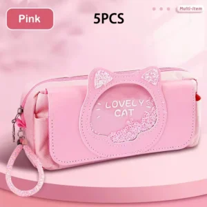 Piórnik Kawaii Quicksand o dużej pojemności - wielofunkcyjny organizer Czerwony