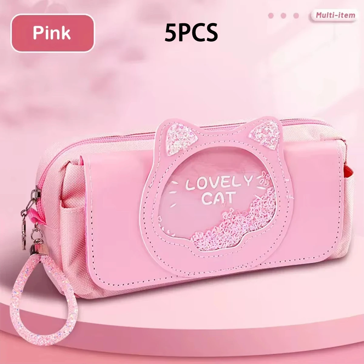 Piórnik Kawaii Quicksand o dużej pojemności - wielofunkcyjny organizer Czerwony