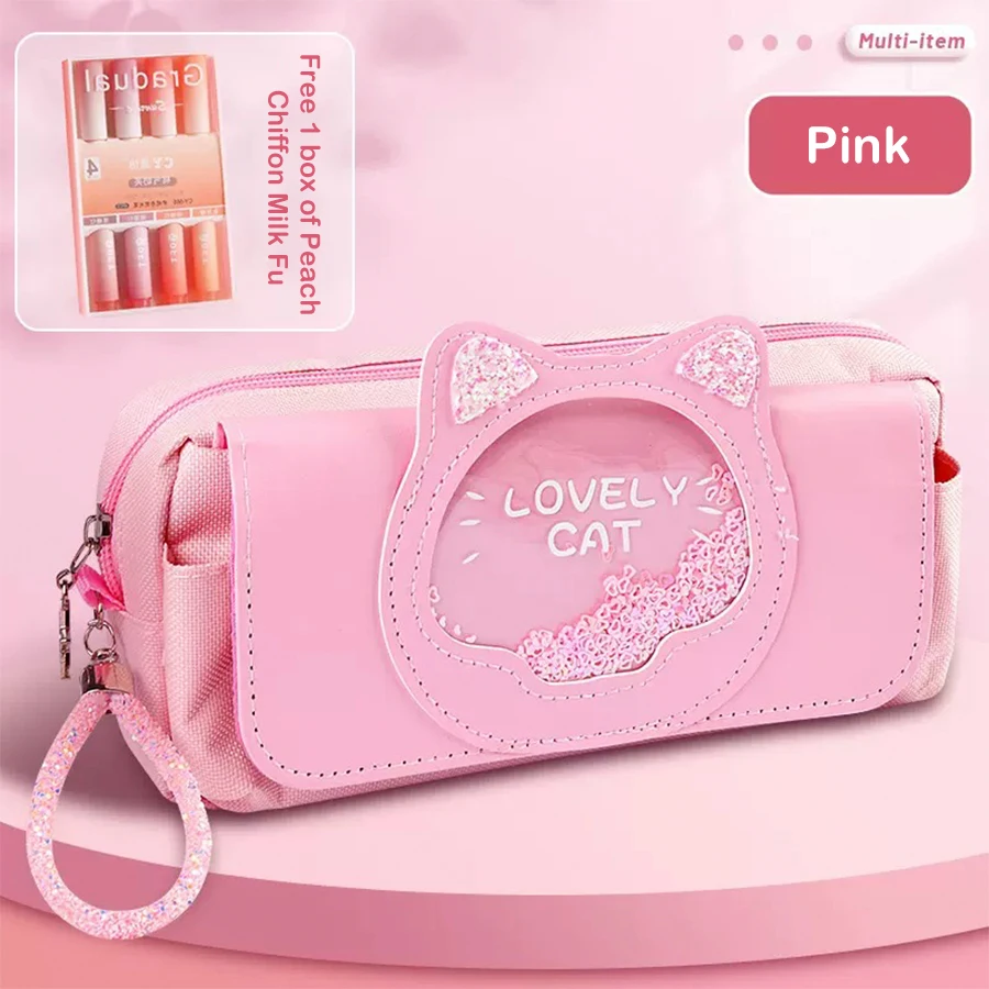 Piórnik Kawaii Quicksand o dużej pojemności - wielofunkcyjny organizer żółty