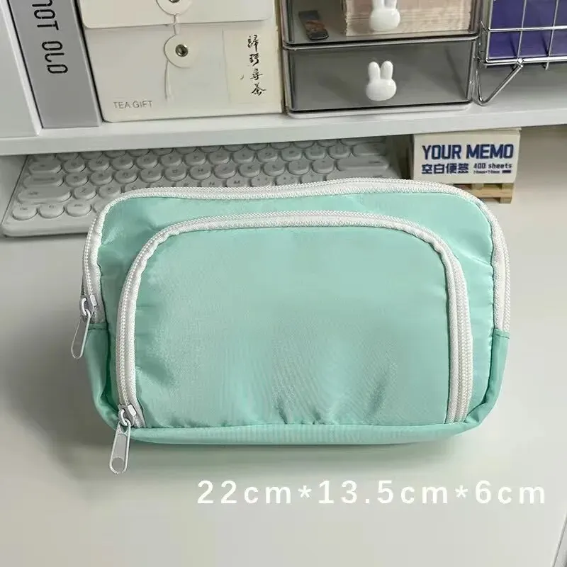 Piórnik kawaii trójkomorowy pastelowy organizer na długopisy szkoła Zielony