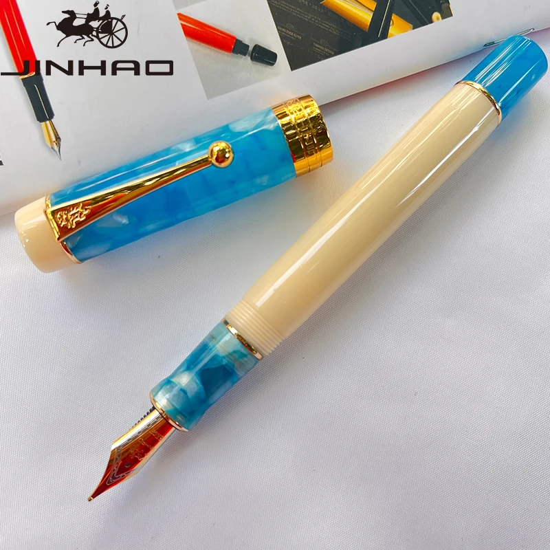 Pióro wieczne Jinhao 100 z celuloidu i konwerterem Khaki