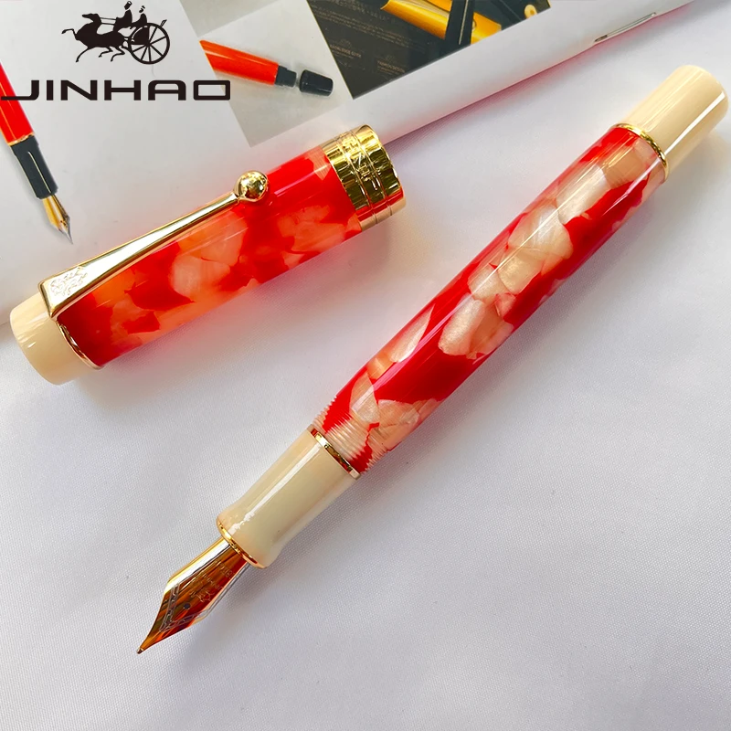 Pióro wieczne Jinhao 100 z celuloidu i konwerterem Jasnoszary