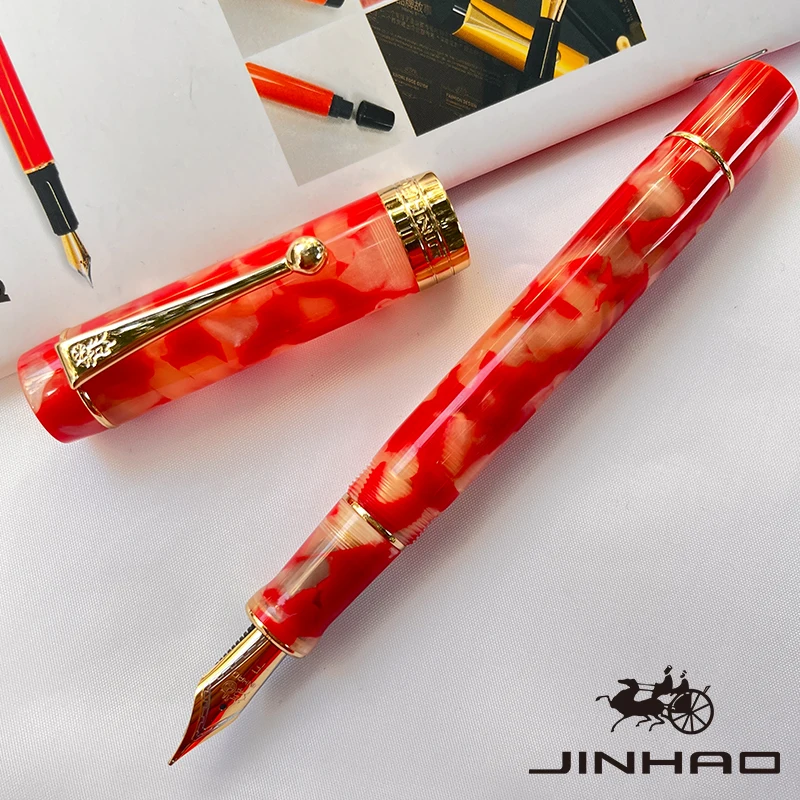Pióro wieczne Jinhao 100 z celuloidu i konwerterem Pomarańczowy