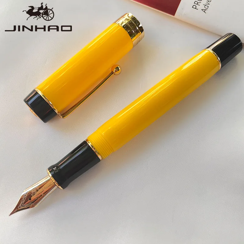 Pióro wieczne Jinhao 100 z celuloidu i konwerterem żółty