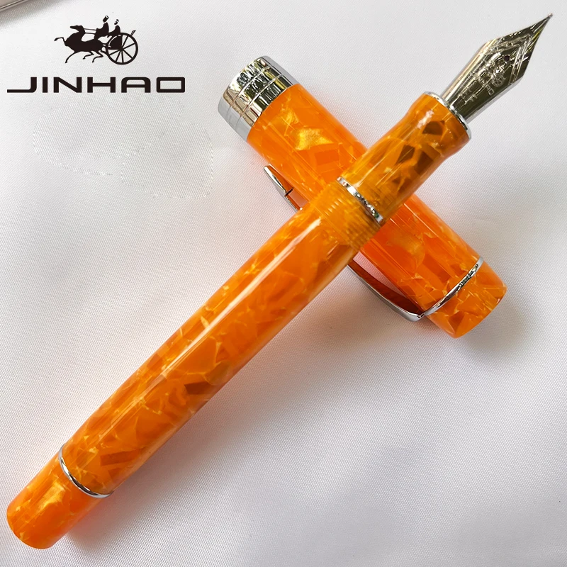Pióro wieczne Jinhao 100 z srebrnym klipsem ze strzałką Pomarańczowy