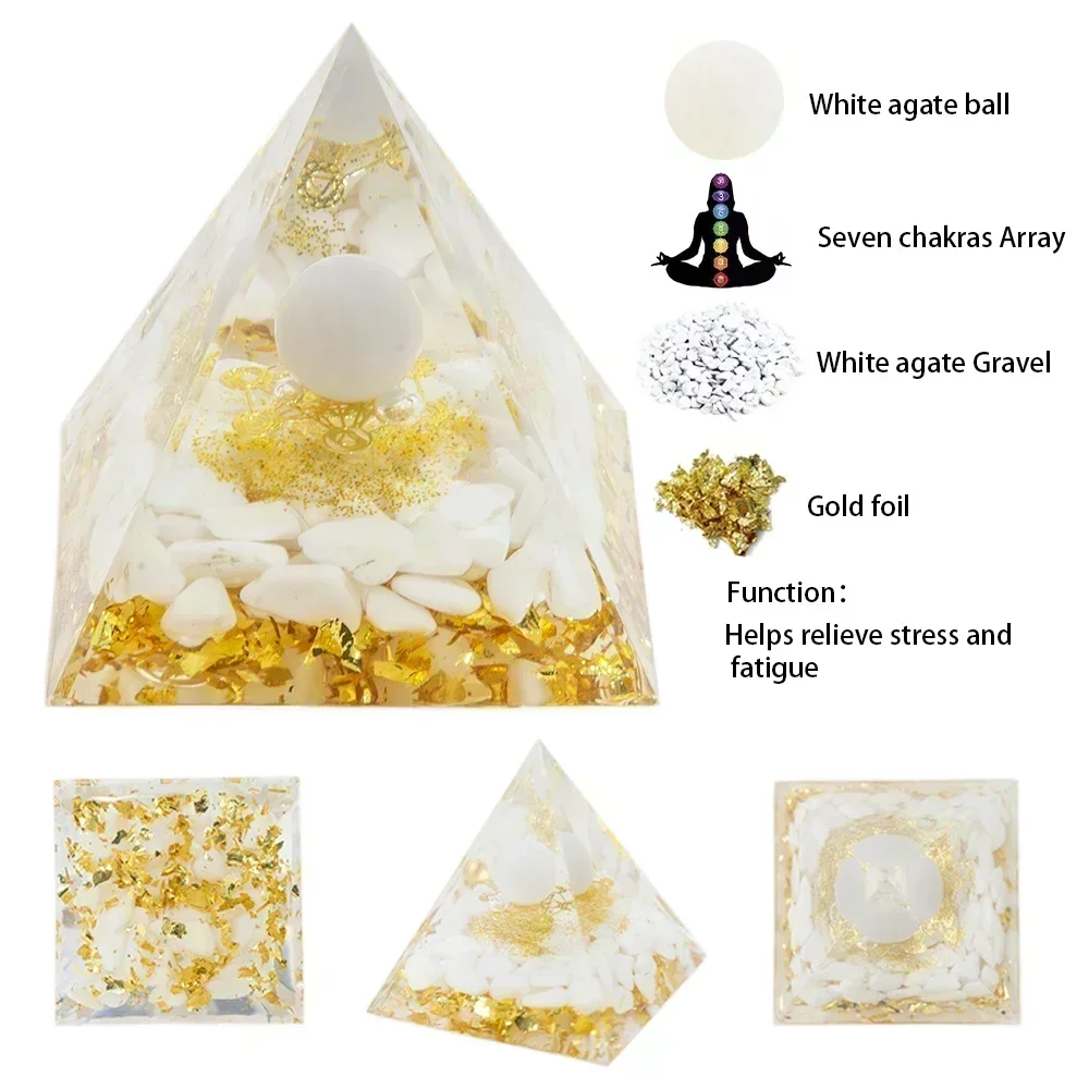 Piramida orgonitowa z ametystem - kryształowa ozdoba do domu Jasnoszary