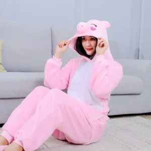 Piżama kigurumi różowa świnka dla dorosłych i dzieci Różowy