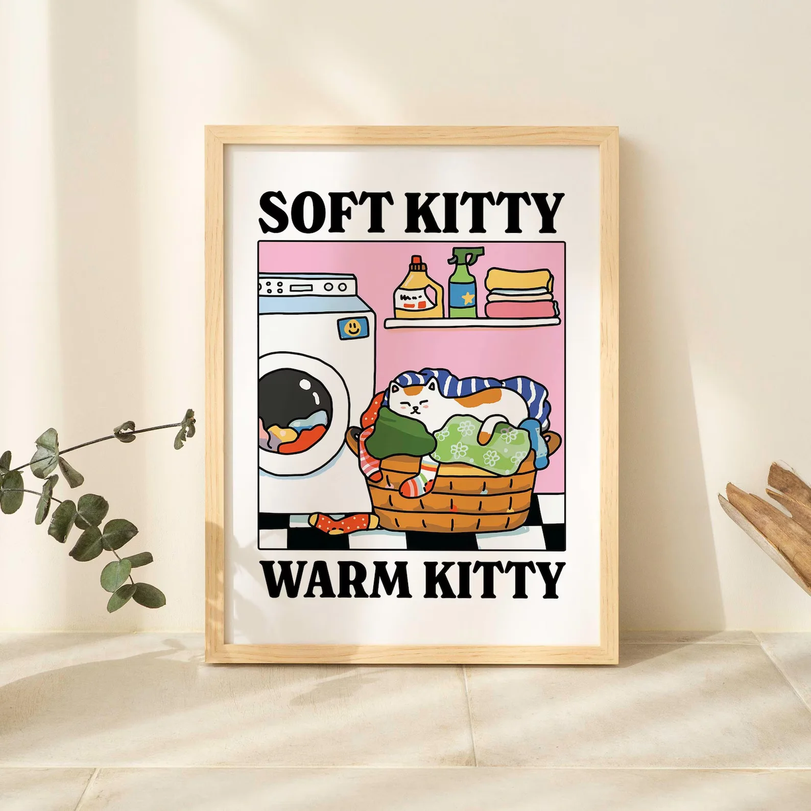 Plakat z czarnym kotem i kawa More Espresso Less Depresso Zielony