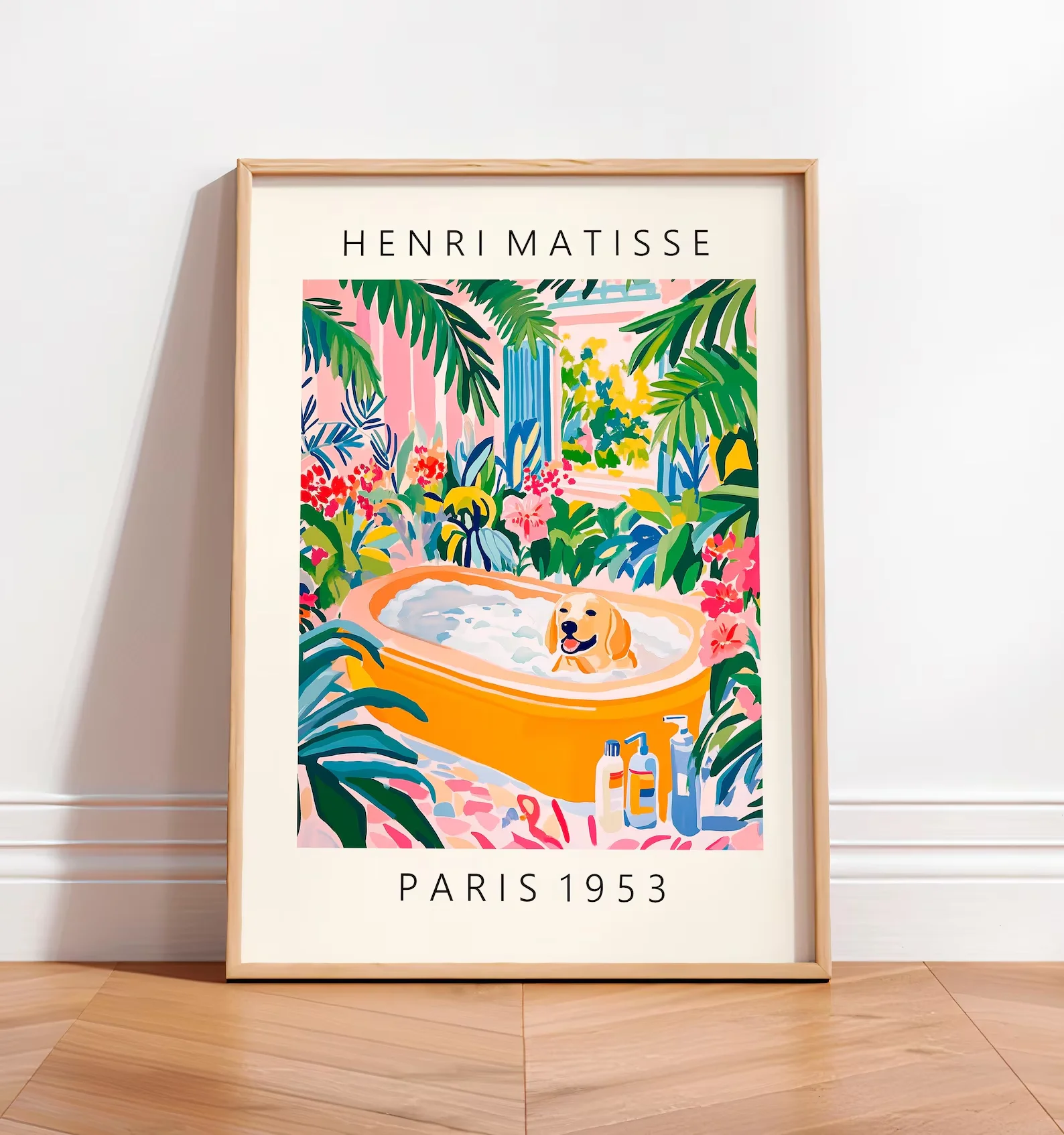 Plakat czarny kot Matisse - zabawna dekoracja do łazienki Czarny