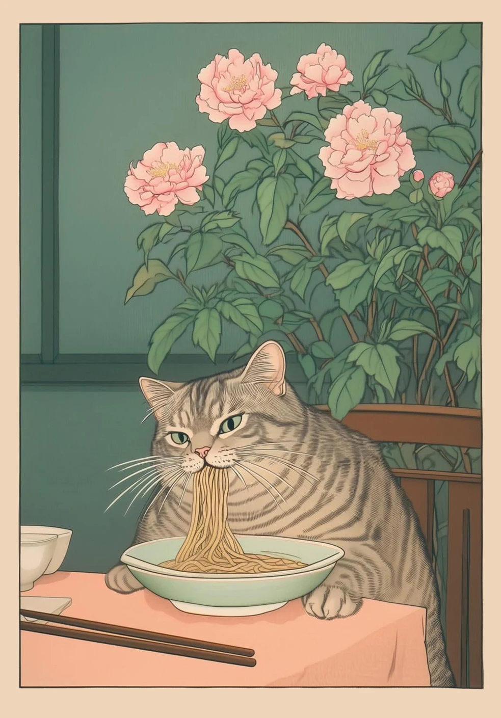 Plakat na płótnie kot tabby w wannie - retro Czerwony