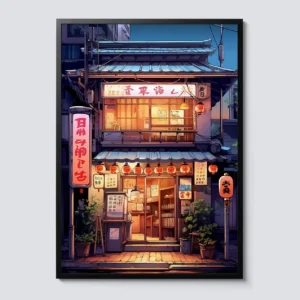 Plakat na płótnie Anime Ramen Shop - obraz do kuchni Niebieski